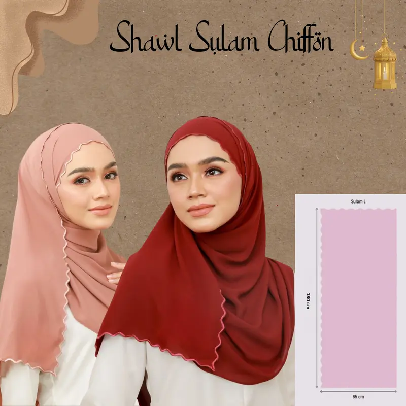 Wanishe Hijab Moroccan Premium Chiffon Shawl Ombre Gradient Colour