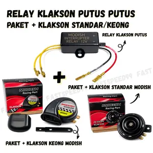 PAKET HEMAT RELAY KLAKSON PUTUS PUTUS KLAKSON STANDAR KLAKSON KEONG MODISH RELAY KLAKSON UNIVERSAL BISA ATUR KECEPATAN BUNYI UNIVERSAL SEMUA MOTOR MOBIL 12VOLT