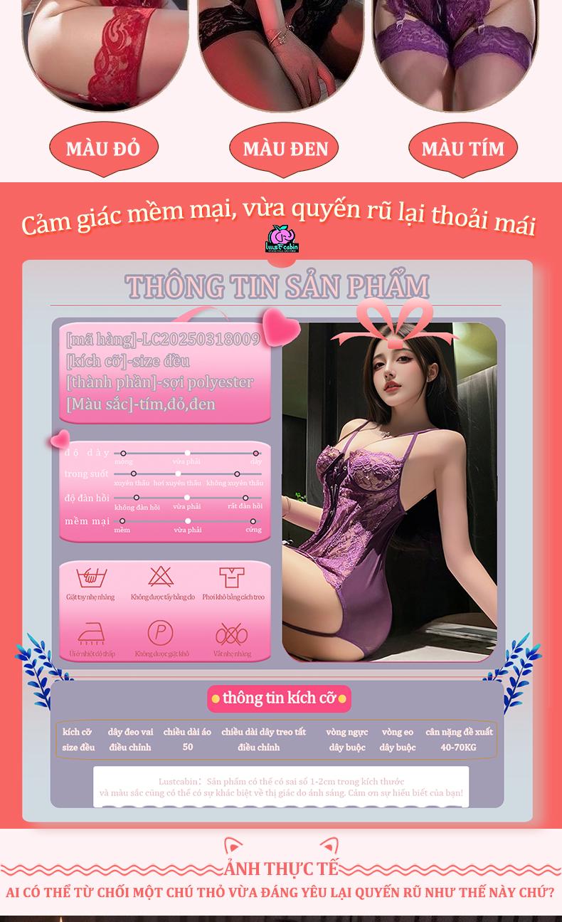 Product Introduction of Đồ lót nữ gợi cảm, đồ ở nhà cổ sâu khoét ngực viền ren, đồ liền thân dây áo xẻ cao, đồ lót lãng mạn hở lưng, bộ đồ thỏ gợi cảm, tặng tất ren gợi cảm, chất liệu thân thiện với da, thiết kế ôm sáng tôn dáng hoàn hảo 4