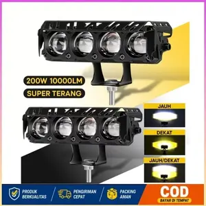 Lampu Tembak Laser Led 4 Mata /Lampu Sorot Laser Q9 3 Mata 2 Warna/HI LOW 60 WATT LAMPU TEMBAK MOTOR MOBIL/3 Mata SQL/3 Mata Lensa IP68
