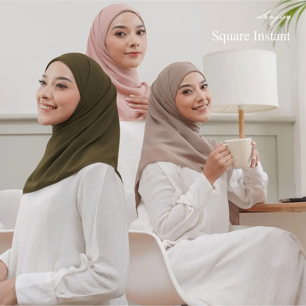 Square Instant Senja / Senjascarf / Hijab Segiempat instan Nyaman Simple Ceruty Kerudung Muslim Lembut