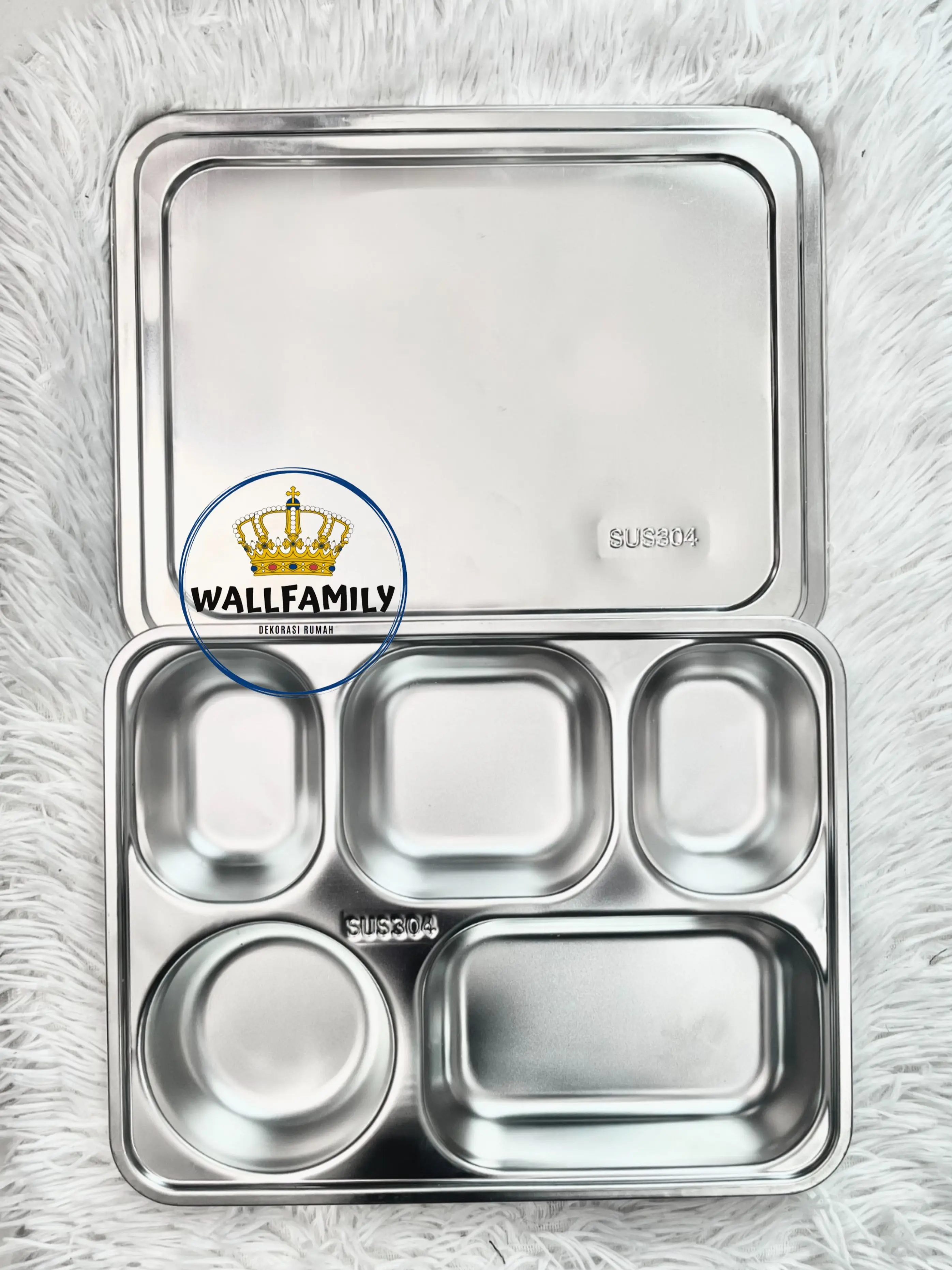 Food Tray Sekat + Tutup Kotak Makan Stainless Steel 304