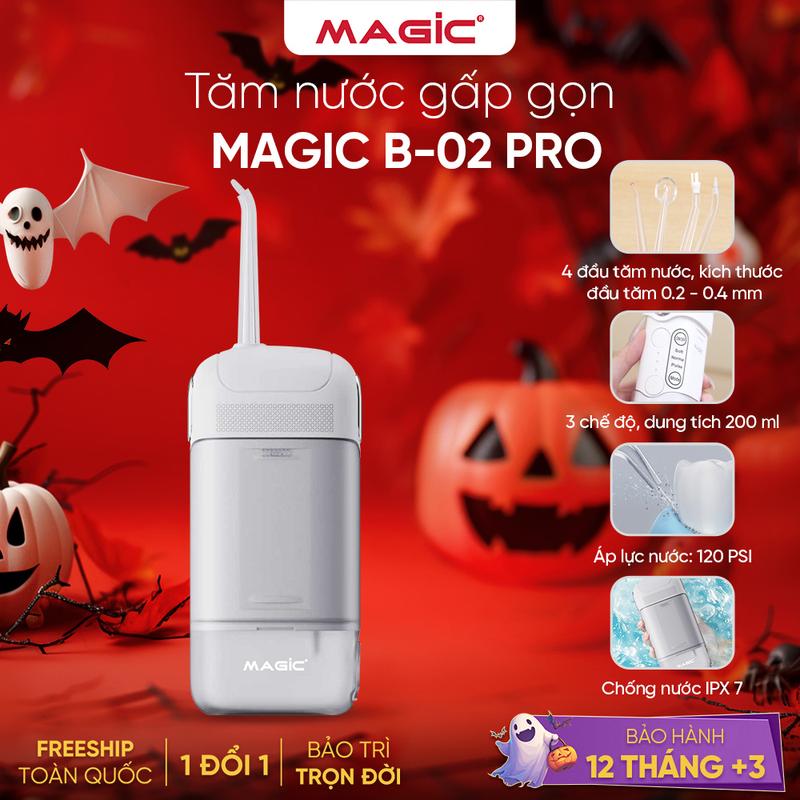 Magic Máy Tăm Nước Gấp Gọn Magic B-02Pro, Bảo Hành 12 Tháng, 4 Đầu Tăm, Chống Nước IPX7, Dễ Mang Theo, Thiết Kế Hiện Đại