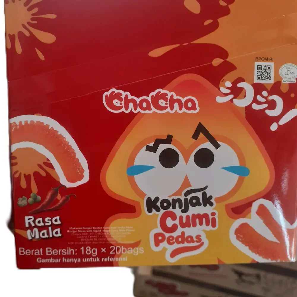 ChaCha Konjak Cumi Pedas Rasa Mala 18g x 20bags Latio Cumi Chacha Isi 20bags Makanan Gluten Free - Food