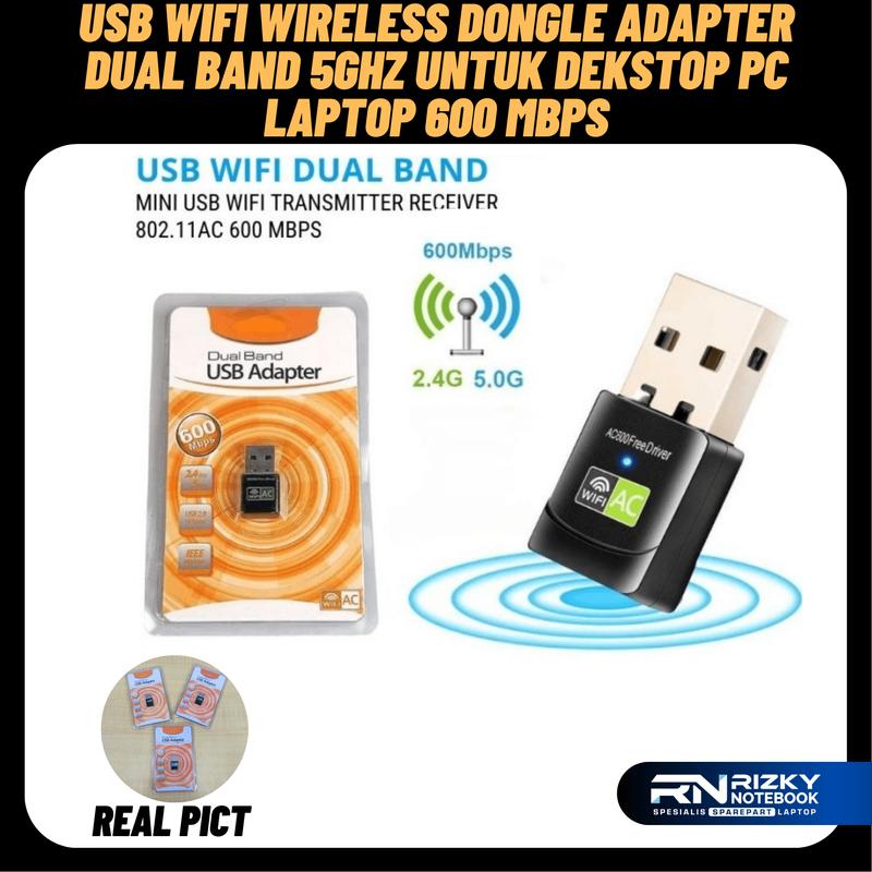 LANGSUNG KIRIM!! USB Wifi Wireless Dongle Adapter Dual Band 5ghz Untuk Dekstop PC Laptop 600 Mbps 0