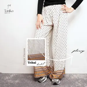 Kulot Rayon Klasik Premium Celana Panjang Wanita Highwaist Jumbo Wide Leg Nyaman Flowy