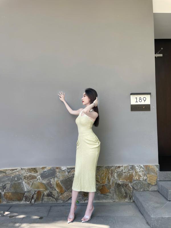 (M04) - Đầm thun gân cotton body ba lổ nhúng eo duyên dáng 1