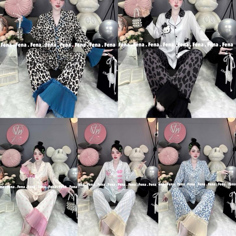 (M65) ĐỒ BỘ FENA , 43-63kg, pyjama Nữ Dập Ly thiết Kế ,Cổ Truyền Thống , Lụa Mịn Latin Cao Cấp