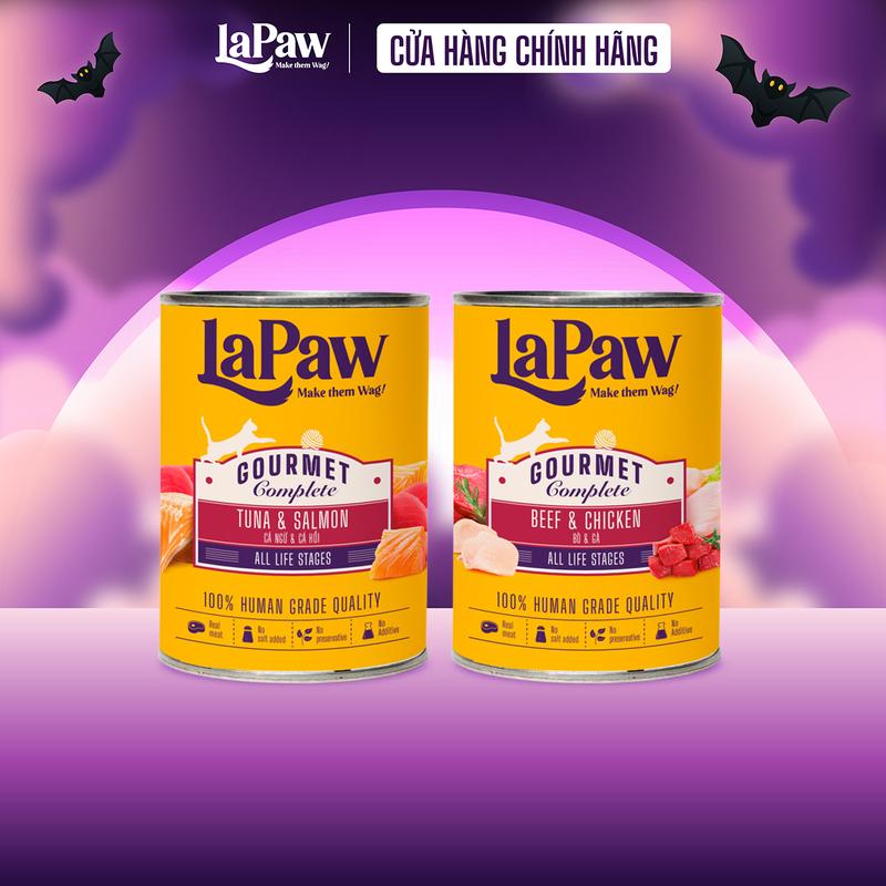【LaPaw Pate dạng nhuyễn Hộp Doublicious thức ăn cho mèo thèm ăn mọi lứa tuổi 375G (375g x 2lon)