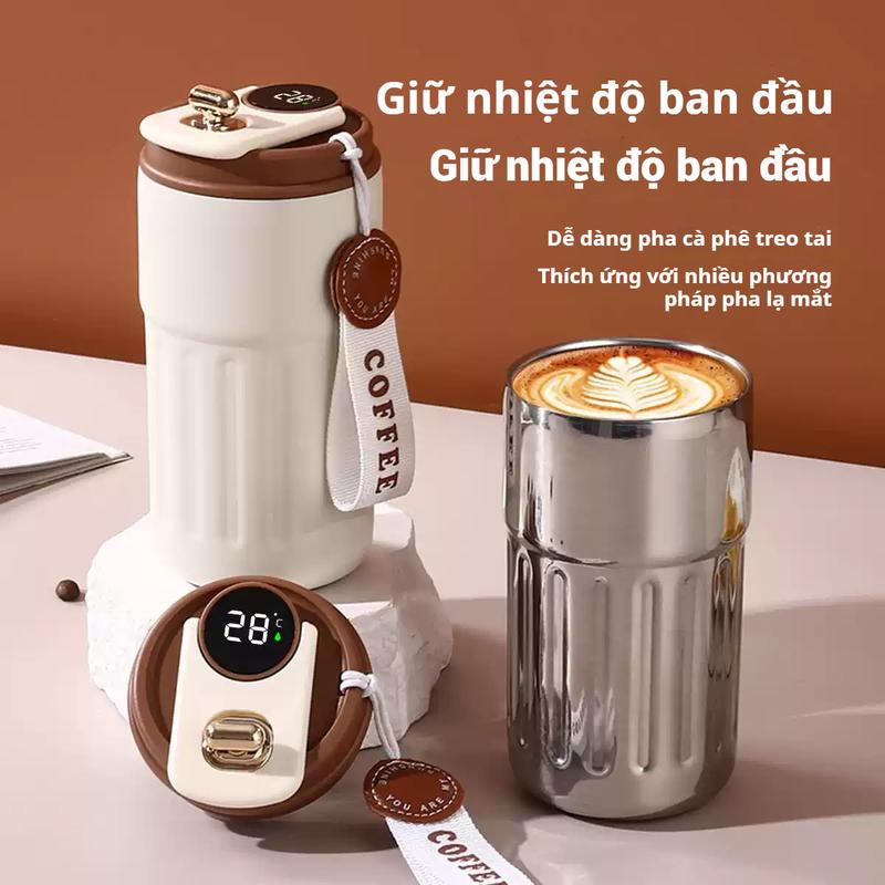 Cốc Giữ Nhiệt Thép Không Gỉ 316 Màn Hình Nhiệt Độ Thông Minh – Cốc Cà Phê Cao Cấp Cho Cô Gái, Thiết Kế Tinh Tế, Kèm Cốc Nước, Phù Hợp Văn Phòng binh giu nhiet 5