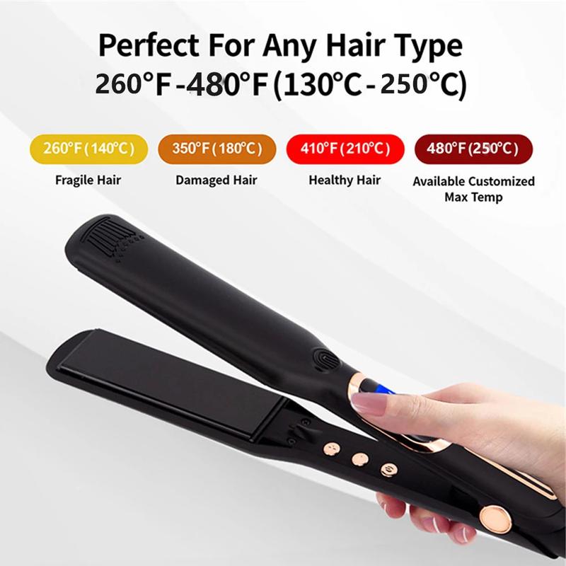 Product Introduction of Hair Flat Iron 500F High Temperature Professional MCH Wide Plates Irons Hard Anodized Plate Treatment Hair Straightener Electrical Plug Comfort 30