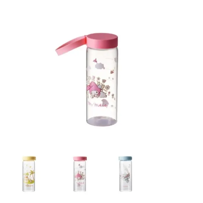 Miniso Botol Minum Kaca Sanrio Series My Melody Cinnamoroll Pompompurin Lucu 340ML Bottles Kitchenware Bottles Kitchenware