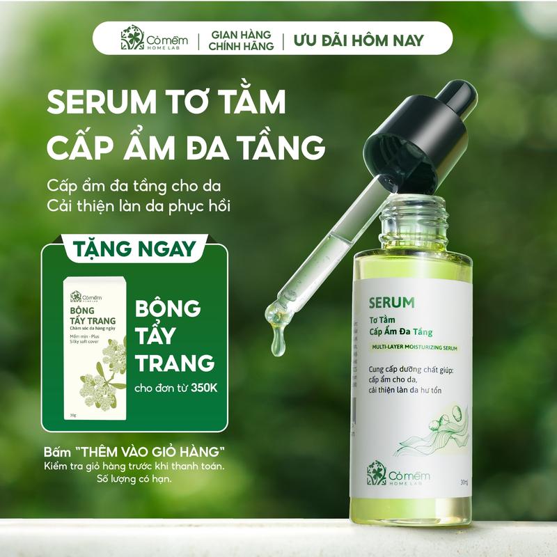 Serum Dưỡng Ẩm Da Mặt Cấp Ẩm Đa Tầng Tơ Tằm Với HA B5 Creamide Betaglucan Cỏ Mềm 30ml