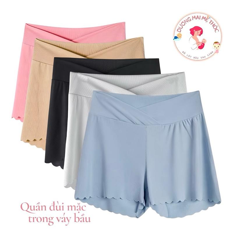  Quần Đùi  BẦU RÁNG RỘNG. Quần đùi Váy Cạp Chéo  Cotton Tăm Thoáng  mát ,Quần Cạp Chéo Lưng thấp cho Mẹ Bầu Váy Bầu Đầm Bầu Len Legging Sandal Voi 