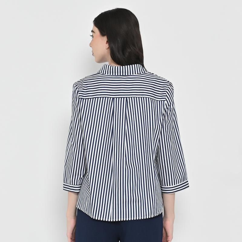 Neu'Mor Floral Striped Shirt - 767A Dark Blue 3