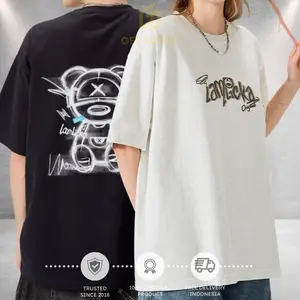 LAMLICKA 3D PATCH BORDIR BAJU KAOS OVERSIZE TEE BRANDED ORIGINAL UNISEX SKETCH BEAR JAPAN EDITION