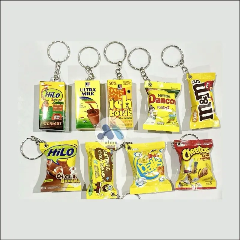 10 PCS GANCI GANTUNGAN KUNCI SOUVENIR LUCU MINIATUR BENTUK SNACK LUCU RANDOM Hadiah Hiasan  gantungan tas Magnet 2