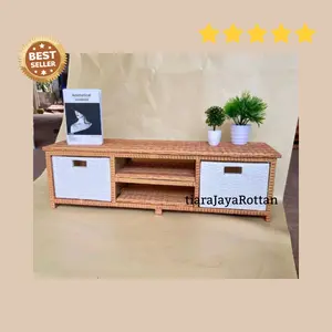 Meja TV Rottan 2 Laci | Meja DVD 2 Laci. Meja Tamu Rottan