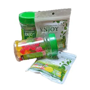 Paket Kombinasi ( 1 botol hijau,1 botol campuran & 2 schaset ) , Enjoy Permen Kesehatan Kayu Putih Mint