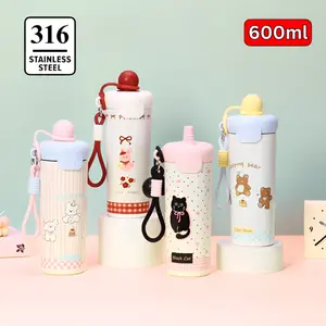 Tumbler Bottle Stainless Steel 600ml / Botol Minum Anak Sedotan Cute