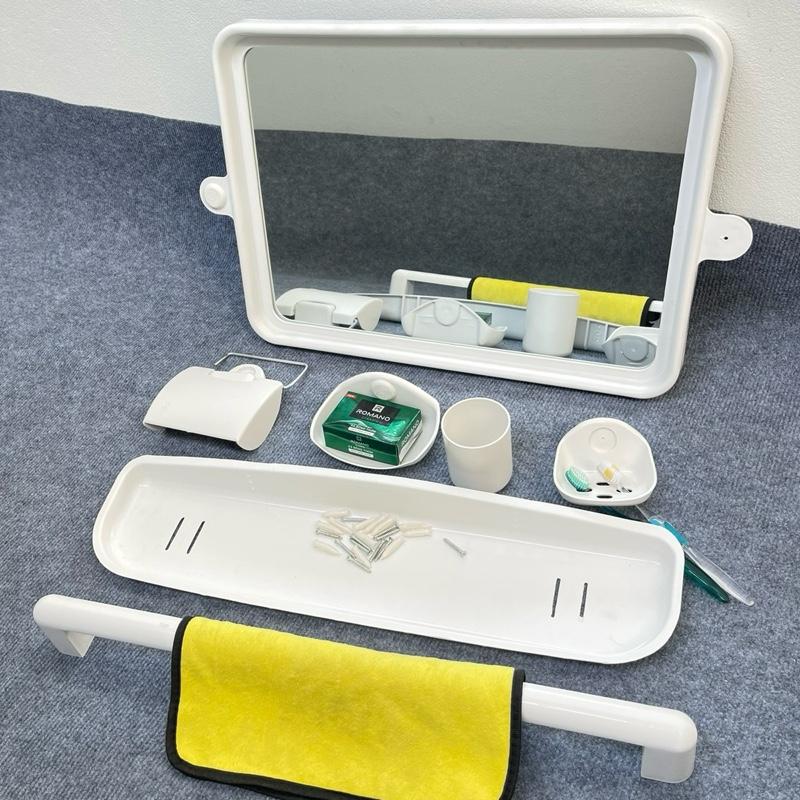 Gương nhà tắm kích thước 60x40cm kèm bộ phụ kiện 6 món gương treo nhà tắm bộ phụ kiện gương nhà tắm