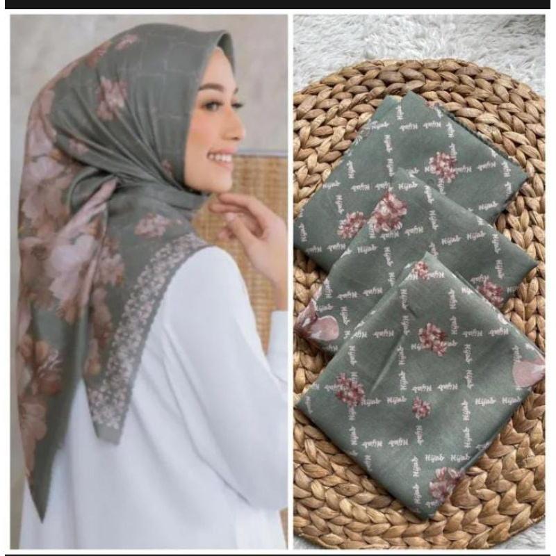 PROMO HIJAB/JILBAB VOAL MOTIF PRINTING LASER CUT SEGI EMPAT 6