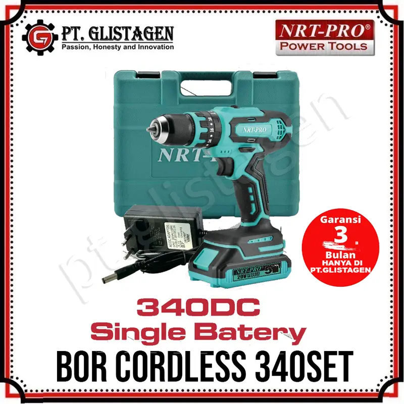 NRT PRO DC-340 Set Mesin Bor Baterai Cordless Drill Bor Tangan Impact Nrt Pro DC 340 Set 6
