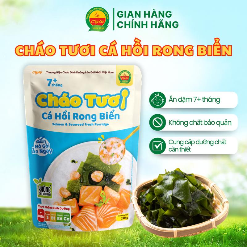 Cháo Tươi Cây Thị Cá Hồi Rong Biển 240g | Cháo Tươi Ăn Liền Cung Cấp Dinh Dưỡng Cần Thiết Từ 7M+ và Người Lớn