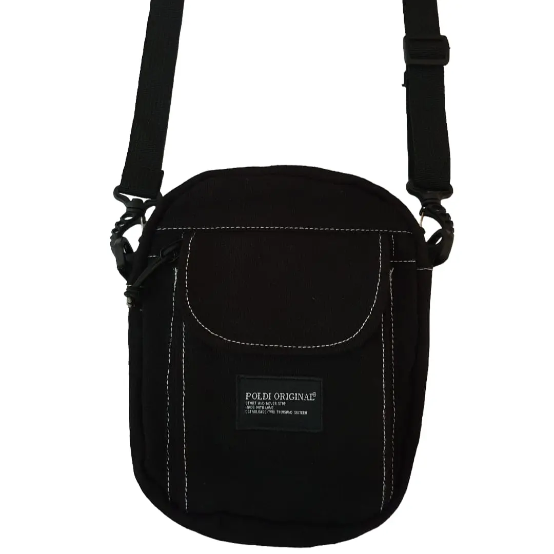 TAS SELEMPANG YARRASH BLACK - POLDI ORIGINAL Kanvas