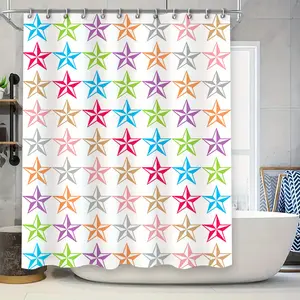 Star Shower Curtain Waterproof Fabric Rainfall Pattern Decorative Bathroom Accessories 3D Print Multicolor Home Decoration Windo