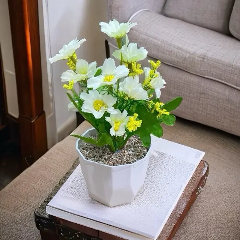 Paket 5 Bunga Aster Artificial dengan Pot Permata - 5 Warna 2