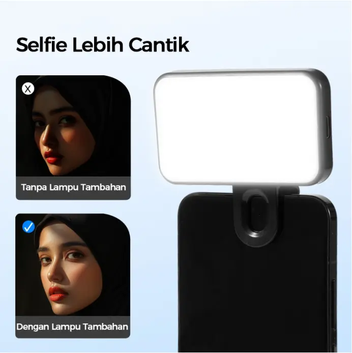 PL4 Lighting Konten 3 Warna Portable LED Light untuk Selfie dan Fotografi Lampu Saku Kecantikan Lampu Jepit Selfie Portable Mini Fill Light Live Streaming Video Call Universal 1