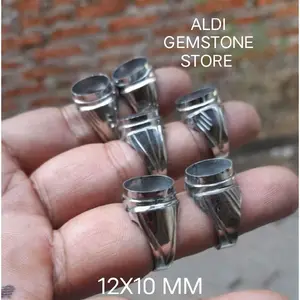 Ring/Mban Cincin Monel Model Tanam Untuk Batu Dimensi 12x10 mm