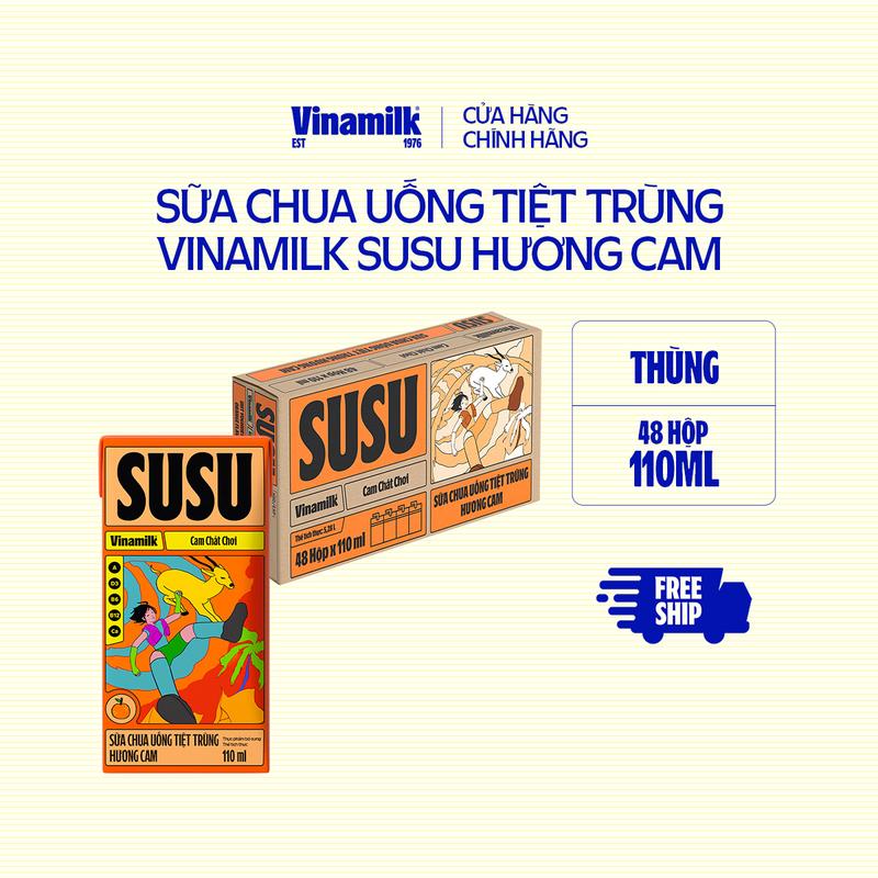 Sữa chua uống hương cam Vinamilk Susu - Thùng 48 hộp 110ml