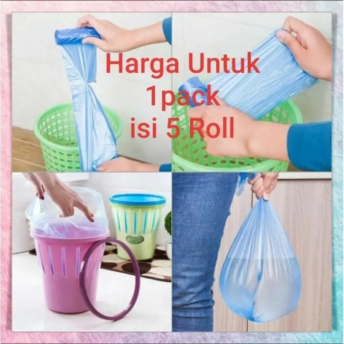 Laku Kantong Sampah Roll Tali Serut isi 5 roll Kresek Sampah Roll Plastik Roll Plastik Sampah 0