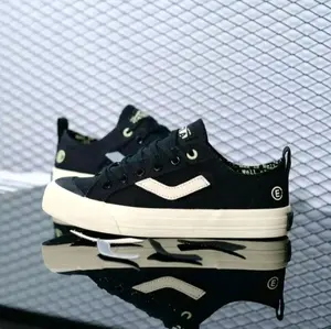 Sepatu Ventelaa x Evill All Is Well Black Low Natural Sepatu Kasual Sneakers Cowo Cewe Hitam Canvas