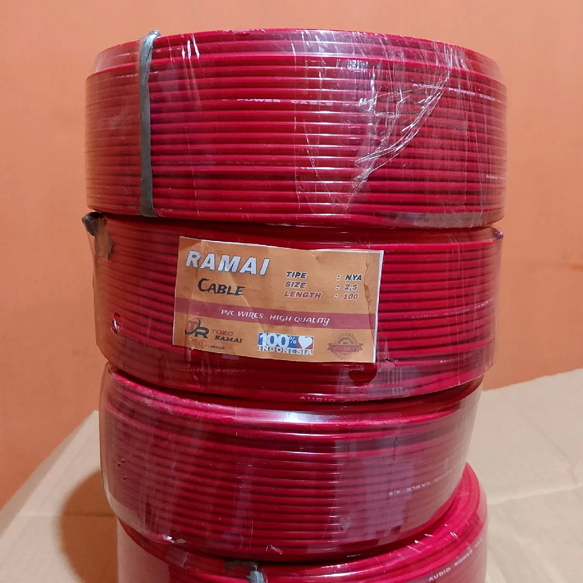 KABEL LISTRIK 1 roll 2.5 100 yard. merk RAMAI. kabel tunggal tembaga CAMPURAN
