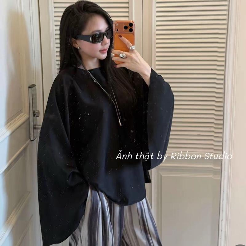 Áo lụa Tô Châu cánh rơi dáng xuông ống tay bản to A920