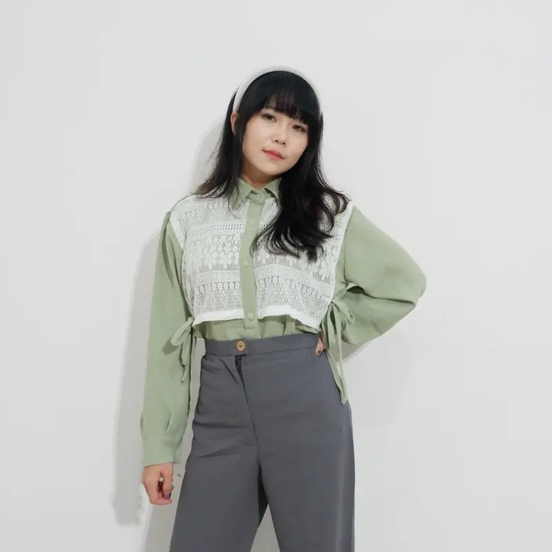 Qays Store Kemeja Asadela Rompi Vest Brukat Wanita All Size Stretch Panjang Adem Formal Mewah 1