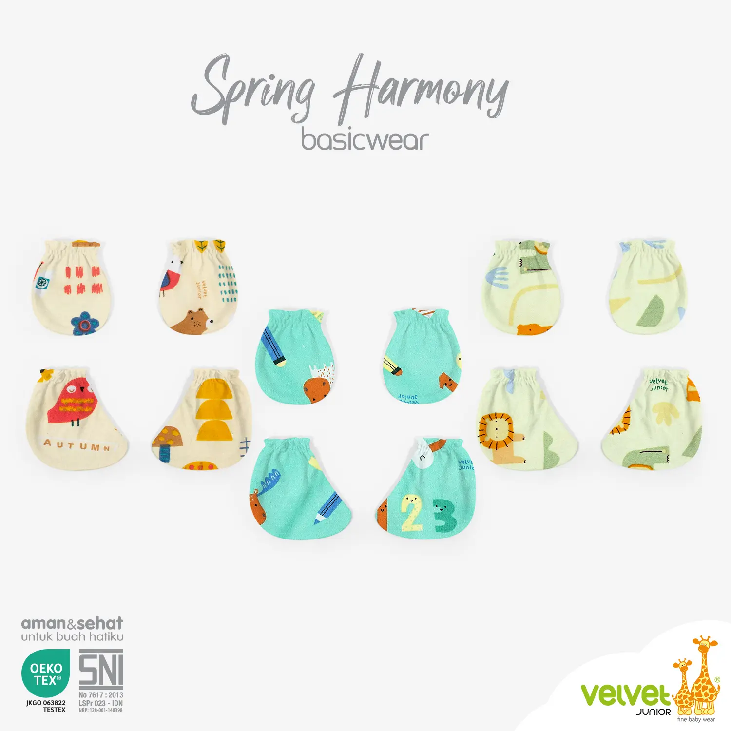 [[ TERLARIS ]] Sarung Tangan + Sarung Kaki Bayi NewBorn VELVET JUNIOR [[ Isi 3 Pasang ]] .