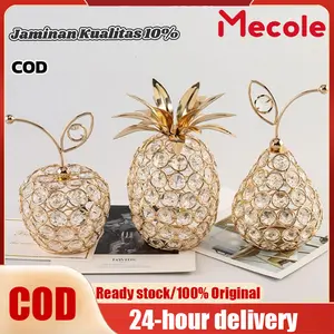 【Ready stock】3PCS Ornamen Kristal Nanas Pir Apple Tampilan Mewah  Pir/Nanas/Apel Kristal  Buah  Ruang Tamu Emas Decorative painting for ornaments