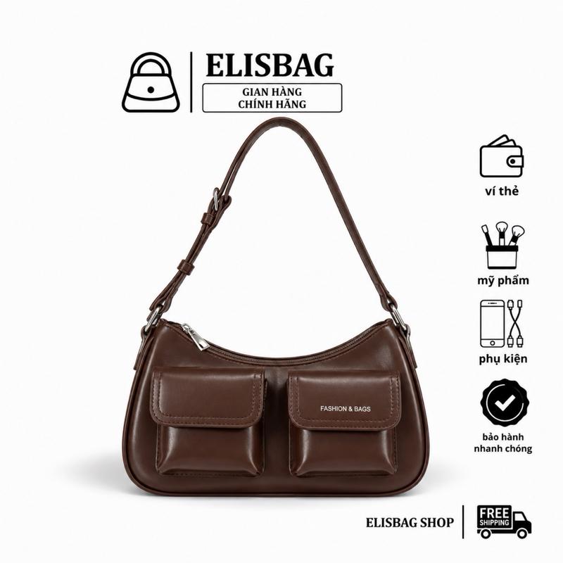 Túi đeo vai, túi đeo chéo 2 hộp da pu cao cấp nắp in logo ELISBAG803