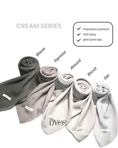 Dyee Hijab Plain Square Premium Double Hycon - Hijab Pollycotton Premium Jahit Tepi / Hijab Segi Empat Anti Letoy [CREAM]