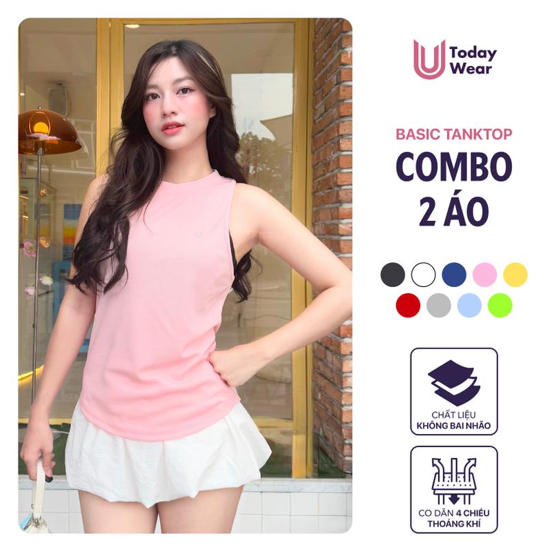  Combo 2 áo Basic Tank Top - Áo thể thao ba lỗ nữ Today U Wear khoác ngoài tập gym cầu lông pickleball dáng rộng mặc thoải mái Sport 