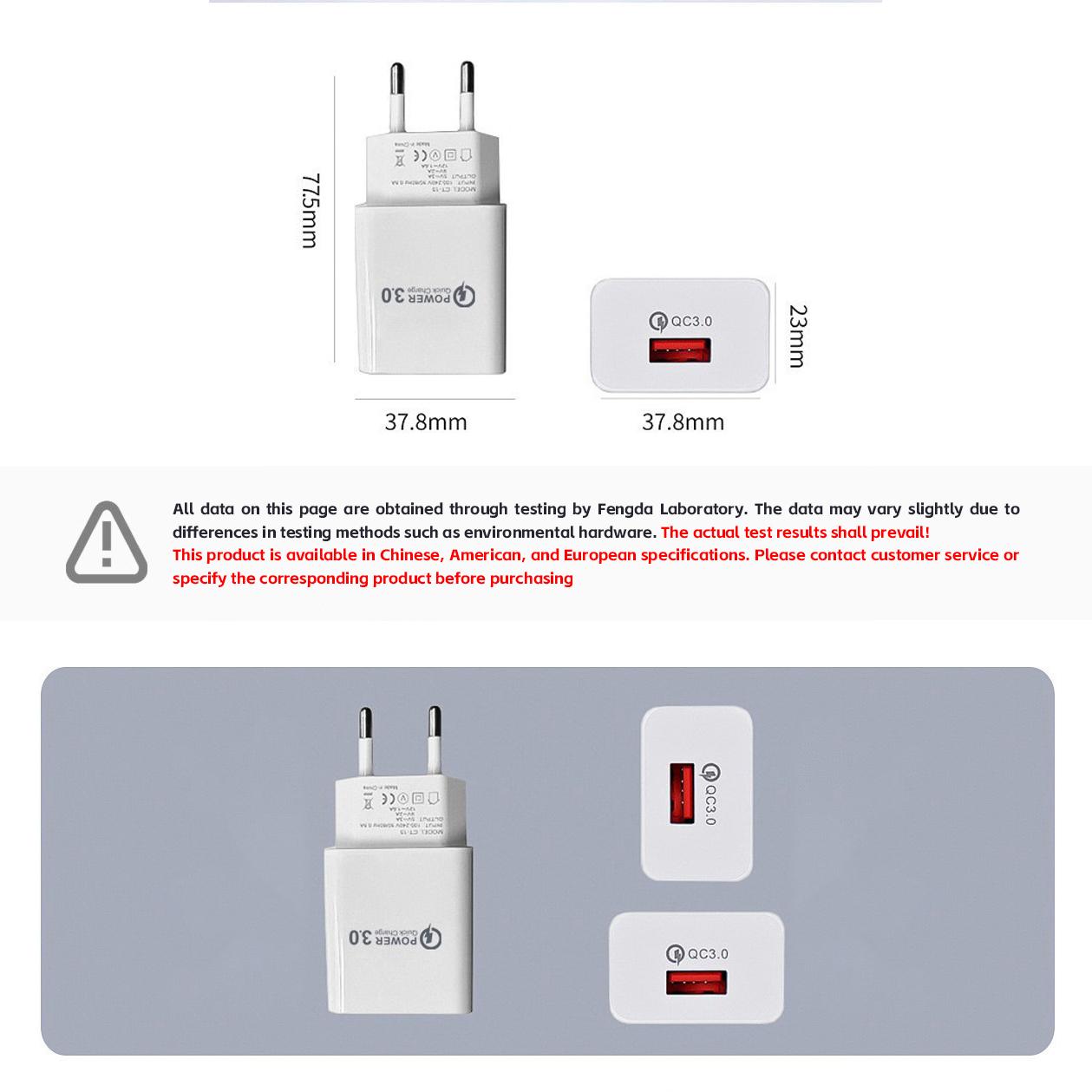 Reabol 5V 3A Fast Charger USB Charger Quick Charge 3.0 Phone Charger for iPhone Samsung EU Plug