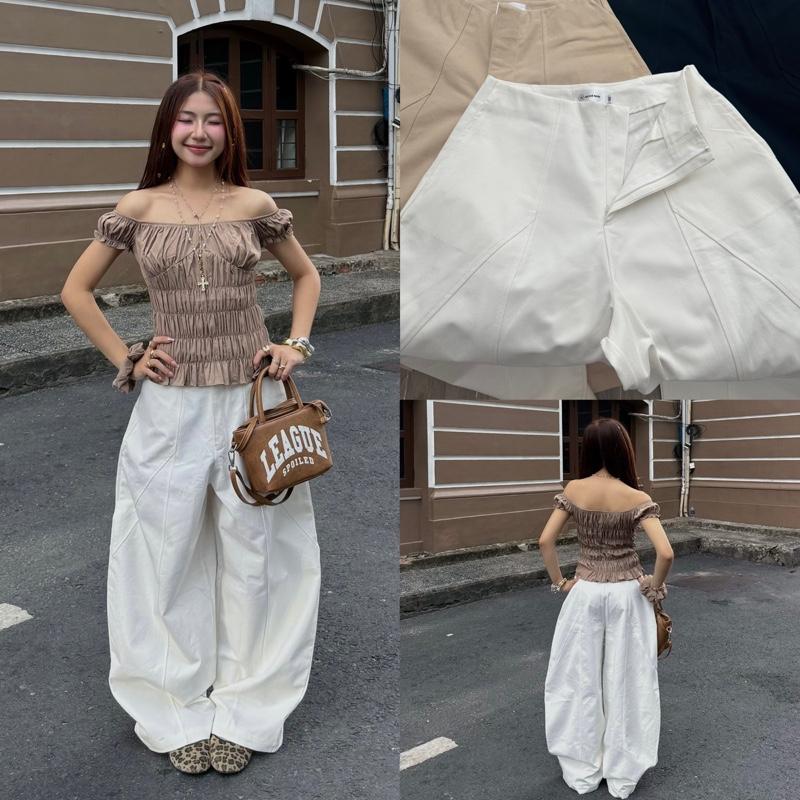 FINNIE DEROSE PANTS - Quần Kaki Derose Ống Rộng Form HaRem Lưng Trơn Đi Viền Quần Dài Nữ