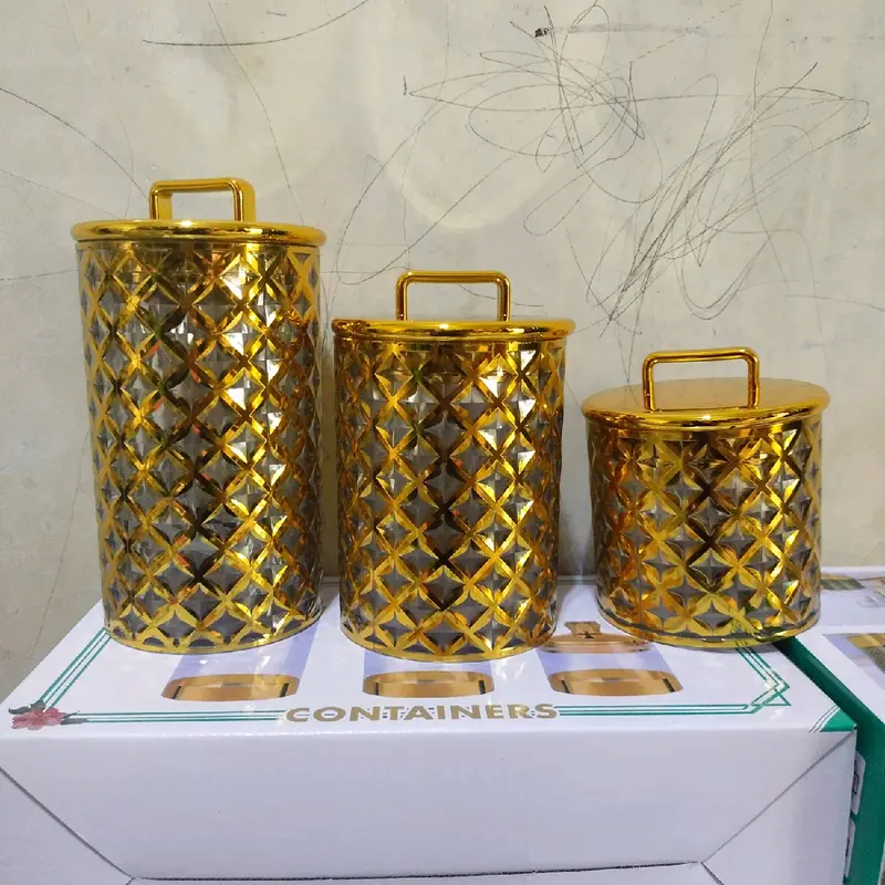 Toples Sultan Akrilik 3 pcs Gold Penyimpanan Plastik Emas 0