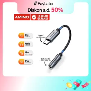 AMINO Adapter Usb C to Audio Male / Type C to Aux 3.5 mm Converter Splitter / Connector Aux Headphone Jack Durable / Smartphone Android Kabel Cable Converter Female