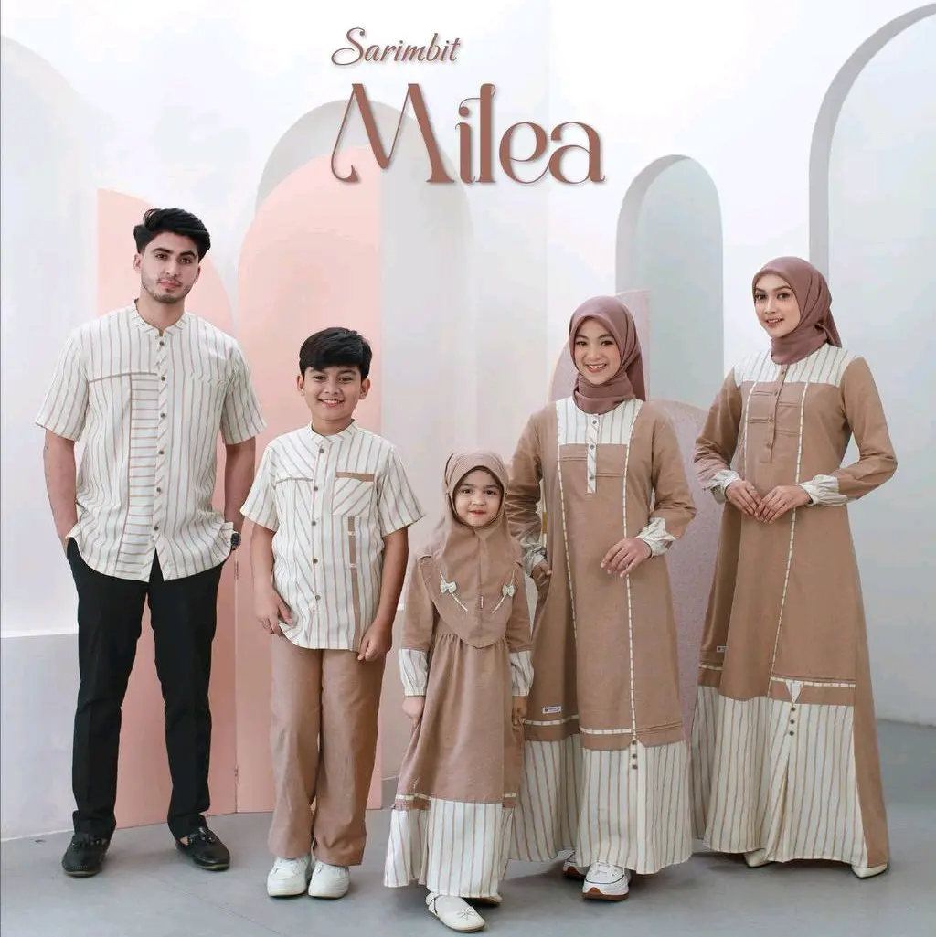 MILEA BROWN Sarimbit Raunapride Terbaru Baju Lebaran Keluarga 2025 Toko Busana Saffa Couple Muslim Syari