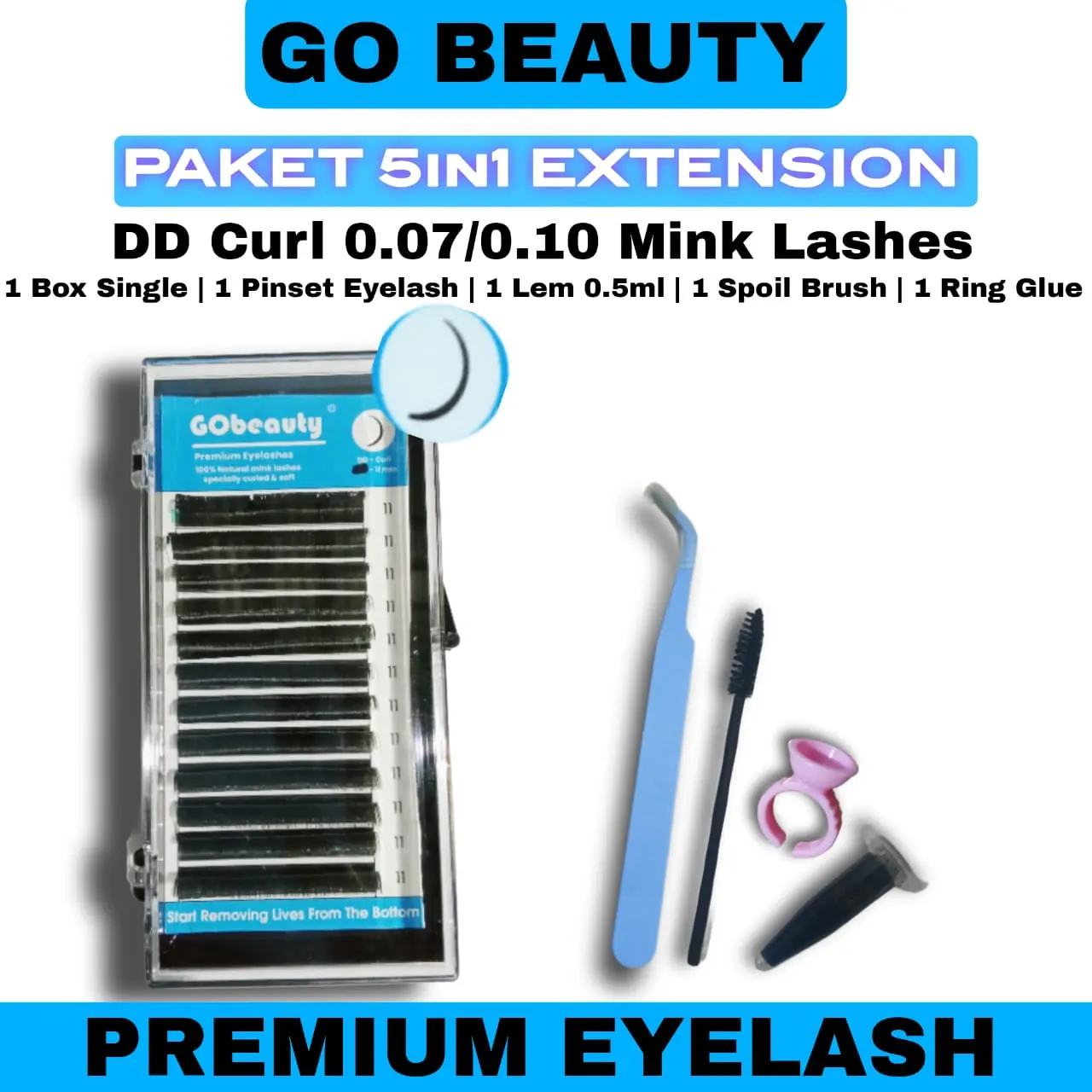 PAKET EYELASH EXTENSION - single 5 IN 1 lem 0.5 ml